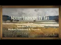 Art of the Day | Moody Landscape Soft Blue & Golden Ochre | Modern Farmhouse & Transitional TV Art