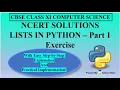 NCERT Solutions - Lists in Python Part 1 CBSE Class 11 Computer Science Python