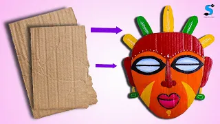 How To Make African Tribe Mask With Cardboard Cardboard Craft Easy Craft Swag Art And Craft 