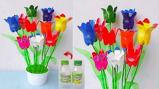 Plastic bottle Vase Craft/ DIY Easy Tree from Waste bottle/Sprite ki bottle se banaye Guldasta
