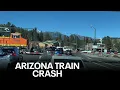 Train smashes car partially on railroad in Flagstaff several people narrowly missed