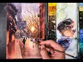 Download Lagu How to Paint a Sunset City Street in Watercolor