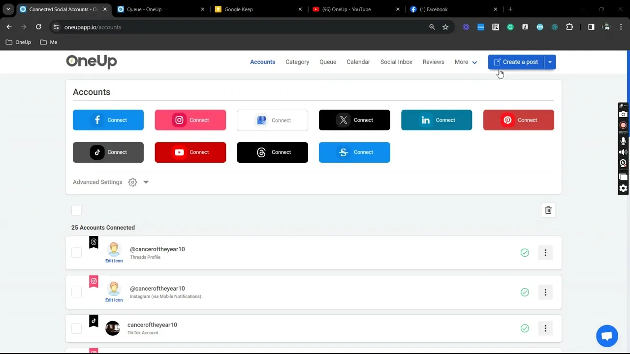 Schedule X (Twitter) posts with OneUp