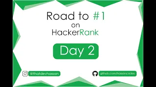 Python Coding Live HackerRank Problem Solving Day 2 Road to on HackerRank