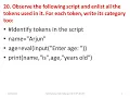 Identify the tokens in the given script-Q 20 083