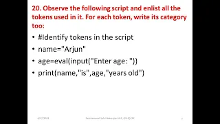 Identify the tokens in the given script-Q 20 083