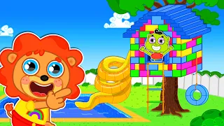 Pequeño Leon | Casa del árbol de lego | Dibujos animados | Video Para Niños