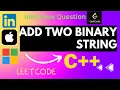 Add Two Binary String C