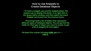 SQL Server Tutorials 32 How to Use Snippets to Create Database Objects