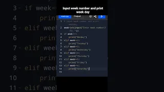 Input week number and print week day program-python
