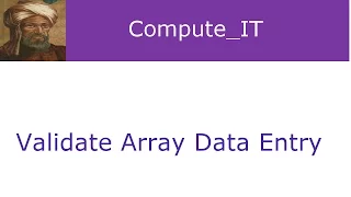 Validate Array Data Entry