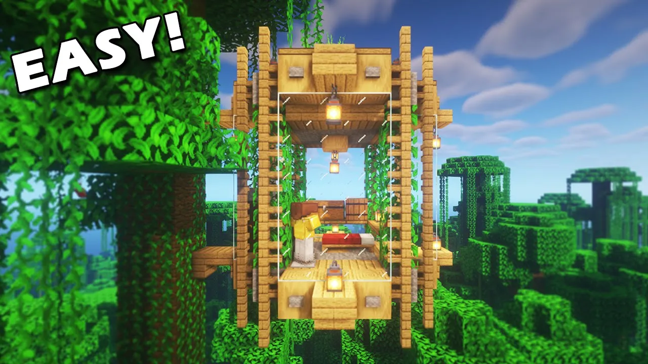 MINECRAFT: How to Build a TREEHOUSE Tutorial (EASY)