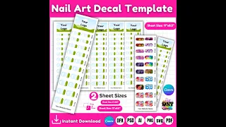 Nail Art Decal Template Nail Design Template Nail Blank Template Waterslide Nail Decals