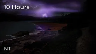 Lightning Ocean Thunderstorm Stormy Weather Ocean Waves Rolling Thunder Rain Sounds for Sleep