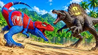 SPIDER-MAN Spinosaurus vs BATMAN Spinosaurus | Dinosaurs Battle: Chaos in the Park 🦖