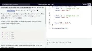 Lesson 65 Basic JavaScript Comparison with the Greater Than Operator