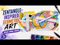 Zentangle Inspired Geometric Art Watercolor Zentangle Abstract Drawing Tutorial