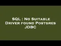 SQL No Suitable Driver found Postgres JDBC