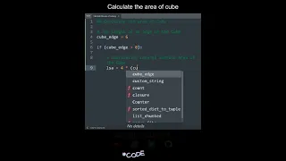 Calculate the area of cube in Python Python Examples Python Coding Tutorial Python Interview