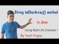 What is string toCharArray in Java Java String toCharArray with example