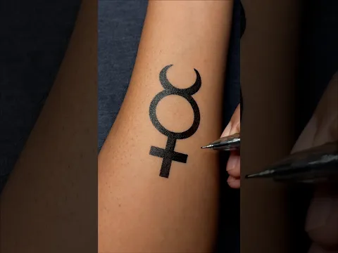 How to Draw a Mercury Symbol Temporary Tattoo with a Gel Pen! 🖊️✨….#art #tattoo