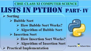 Lists in Python Part 4 Python Lists Sorting Techniques CBSE Class 11 Computer Science