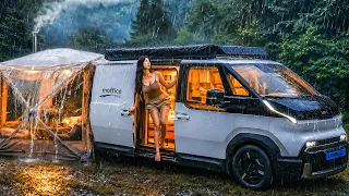 ☔️ CAMPING IN THE RAIN WITH THE NEW KIA PV5 ELECTRIC CAMPER VAN