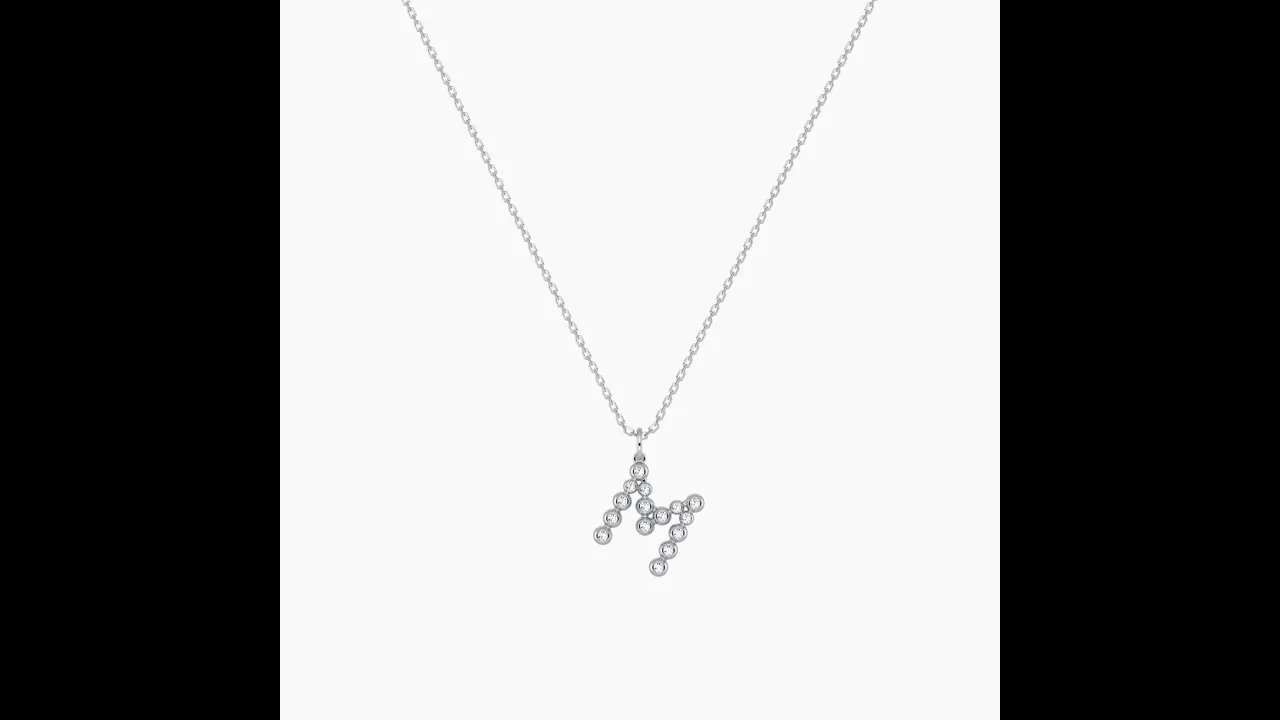 Letter M Initial Necklace Bubble Pendant
