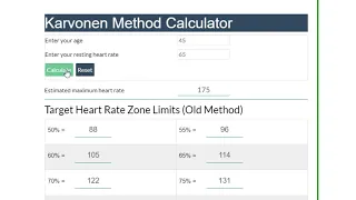 Karvonen Formula Calculator Target Heart Rate