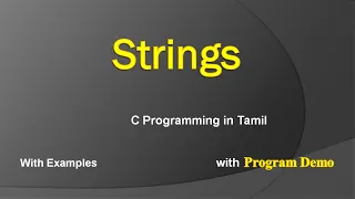 String in C C Programming in Tamil Character Array