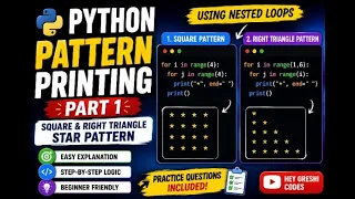 Pattern Printing in Python Part 1 Square Triangle Star Pattern Python Tutorial for Beginners