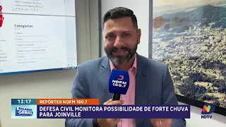 Defesa Civil monitora risco de forte chuva e emite alerta preventivo para Joinville