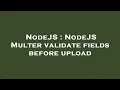 NodeJS NodeJS Multer validate fields before upload