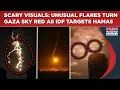 Lagu On Cam: Unusual Flares Turn Gaza Sky Red After Israel's Al-Bureij Bombings| IDF Makes Hamas See Red