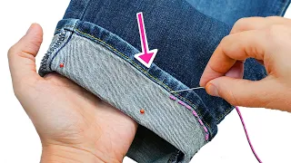 Best sewing trick - how to hem jeans without cutting the original hem Miarti