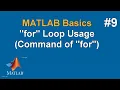 MATLAB Basics for Loop Usage Command of for