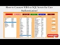 How to Connect VBA to SQL Server for User Authentication and
