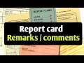 Report Card Remarks Comments 50 Comments A to C grade Student class 1 to 8