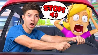 Teaching Little Sister How to Drive with ONLY MY VOICE!
