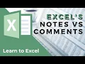 Beginner Excel Tutorials Excel Notes vs Comments