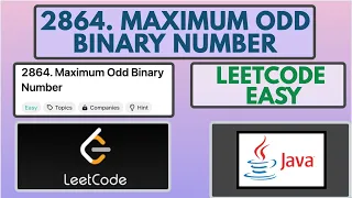 Leetcode 2864 Maximum Odd Binary Number Easy Java Solution