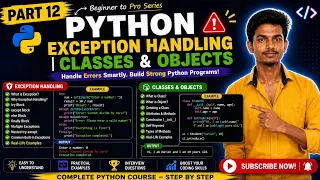 Python Tutorial Part 12 Exception Handling Classes Objects in Python Python Full Course