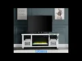 Acme LV00313 Everly quinn mirrored 59 TV stand with faux diamond inlay and built in fireplace unit