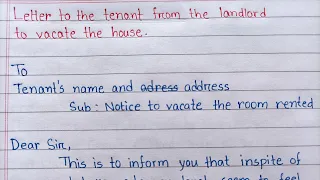 to the tenant from the landlord to vacate the house