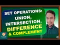 Set Operations Union Intersection Difference and Complement of a Set