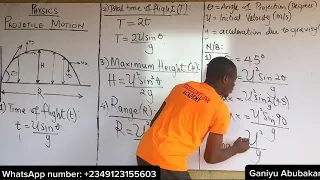 PROJECTILE MOTION physics WAEC JAMB PUTME class