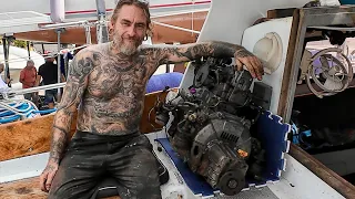 Removing My Old Diesel Engine & Getting the Beta Marine Onboard to Install in Thailand