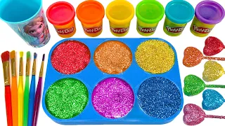 How To Make Rainbow Mixing Lollipop Candy Stars FROM 6 Color Slime Cutting ASMR. Satisfying Video