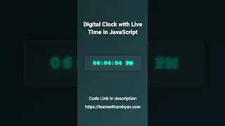Digital Clock with Live Time in JavaScript HTML CSS Tutorial