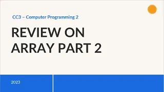 REVIEW ON ARRAY PART 2 tagalog - Java Programming